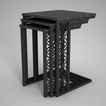 Dekorister Exclusive Klark Demir Zigon Sehpa Mermer