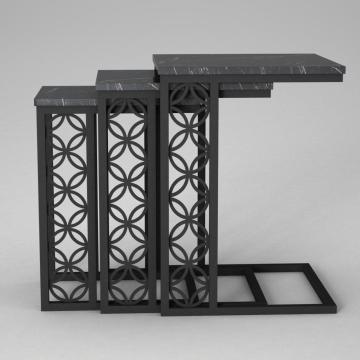 Dekorister Exclusive Klark Demir Zigon Sehpa Mermer