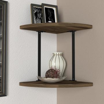 Dekorister Nibula Köşe Duvar Rafı Ceviz