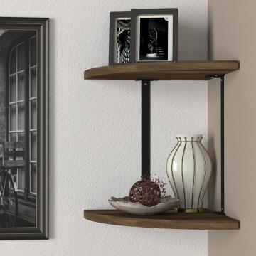 Dekorister Nibula Köşe Duvar Rafı Ceviz