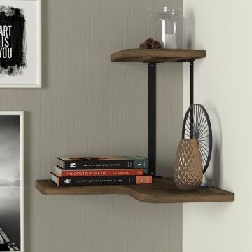 Agora Köşe Duvar Rafı Ceviz