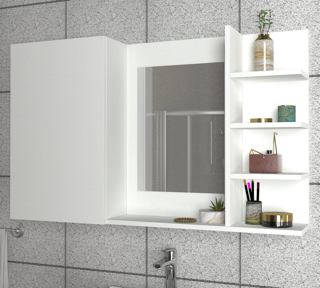 Dekorister Eva Banyo Üst Dolabı Aynalı Beyaz