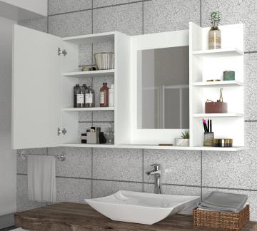 Dekorister Eva Banyo Üst Dolabı Aynalı Beyaz