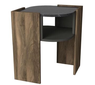 Marbel Koltuk Yan Sehpa Ceviz-Mermer