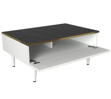 Dekorister Exclusive Ravenna Orta Sehpa Beyaz-Mermer