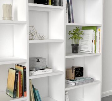 Dekorister Ample Beyaz Kitaplık - 5 Raflı Dekoratif Çok Amaçlı Ev ve Ofis Kitaplığı