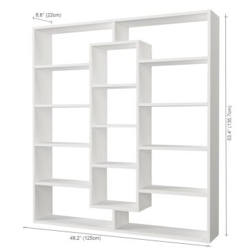 Dekorister Ample Beyaz Kitaplık - 5 Raflı Dekoratif Çok Amaçlı Ev ve Ofis Kitaplığı