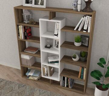 Ample Kitaplık Ceviz-Beyaz