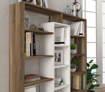 Ample Kitaplık Ceviz-Beyaz