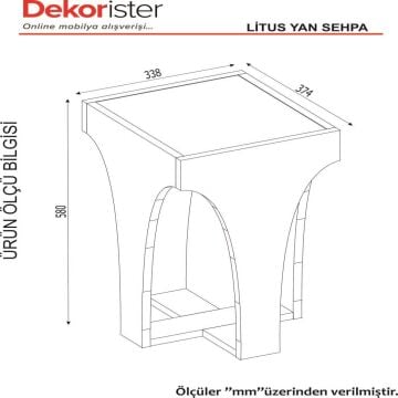 Litus Camlı Yan Sehpa Ceviz-Antrasit