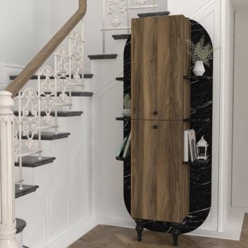 Nersa Kitaplık Ceviz-Mermer