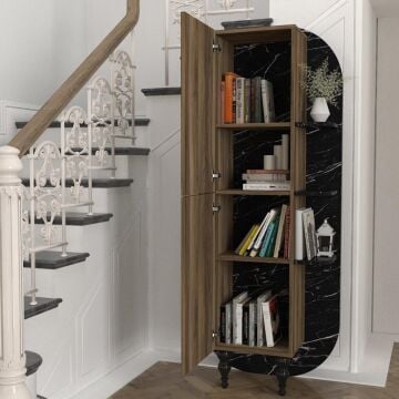 Nersa Kitaplık Ceviz-Mermer