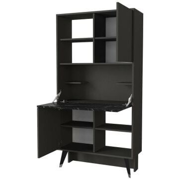 Radica Kitaplık Antrasit- Mermer