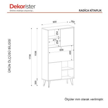 Radica Kitaplık Antrasit- Mermer