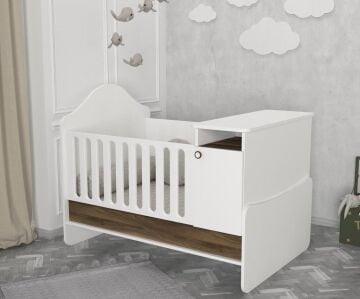 Lora Baby Büyüyen Beşik Beyaz-Ceviz