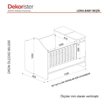 Lora Baby Büyüyen Beşik Beyaz-Ceviz