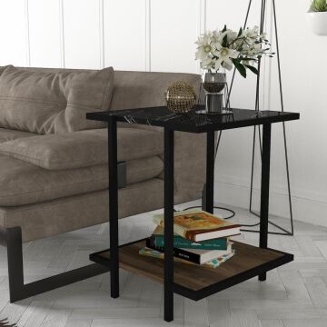 Minerva Yan Sehpa Ceviz-Mermer