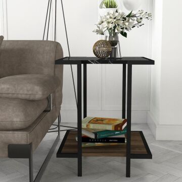 Minerva Yan Sehpa Ceviz-Mermer