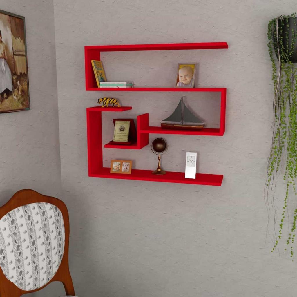 Dekorister Confier Duvar Rafı Kırmızı