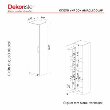 Odeon 1 Kapaklı Çok Amaçlı Mutfak Kiler Banyo Dolabı Beyaz