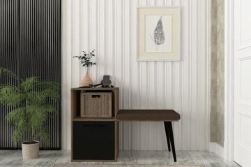 Blume Puflu Dresuar Portmanto Ayakkabılık Ceviz - Siyah