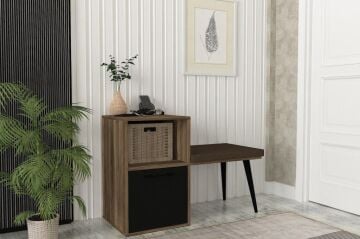 Blume Puflu Dresuar Portmanto Ayakkabılık Ceviz - Siyah