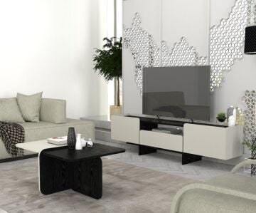 Rogan Tv Stand Kumtaşı - Senkronsiyah