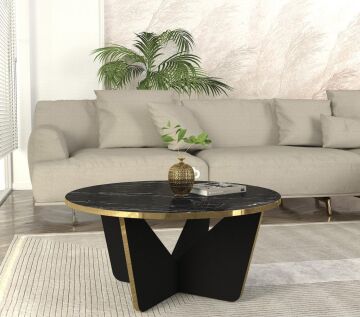 Lagerta Orta Sehpa Siyah Mermer - Siyah