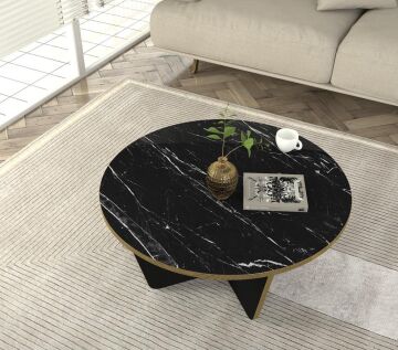 Lagerta Orta Sehpa Siyah Mermer - Siyah