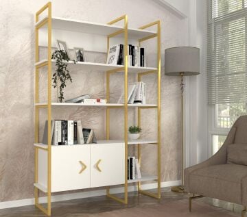 Santana Kitaplık Beyaz - Gold