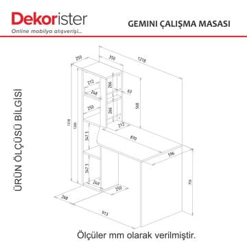 Gemini Çalışma Masası Beyaz - Antrasit