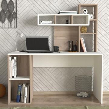 Coral Kitaplıklı Çalışma Masası Beyaz-Cordoba