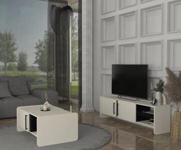 Venera Tv Sehpası Kumtaşı - Senkronsiyah 150 cm