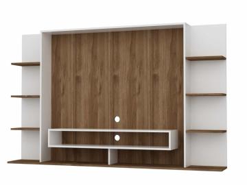 Dekorister Grace Kitaplıklı Tv ünitesi Beyaz-Ceviz