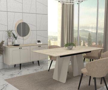 Sevilla Yemek Masası Kumtaşı - Traverten 180cm