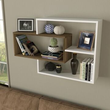 Sementha Duvar Rafı Beyaz-Ceviz