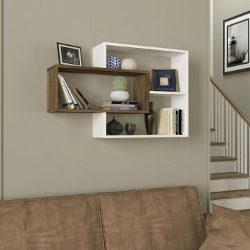 Sementha Duvar Rafı Beyaz-Ceviz