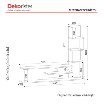 Metehan Kitaplıklı Tv Ünitesi Beyaz-Cordoba