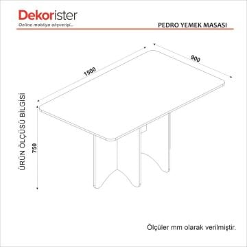 Pedro Yemek Masası Antrasit - Rota 150cm