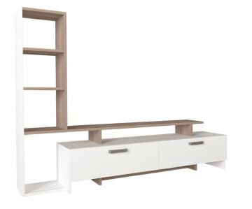 Şimal Kitaplıklı Tv Ünitesi Beyaz-Cordoba