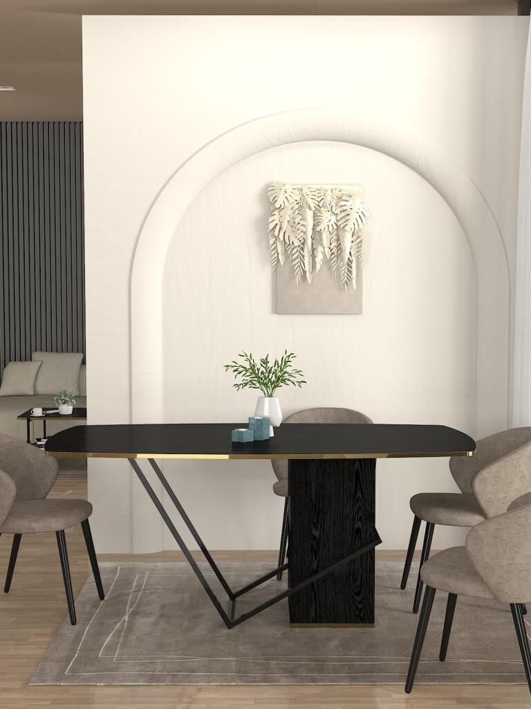 Dekorister Drada Yemek Masası Senkronsiyah 180cm