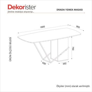 Drada Yemek Masası Senkronsiyah 180cm