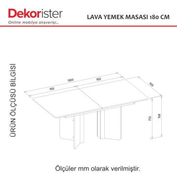Lava Yemek Masası Rota - Antrasit 180cm