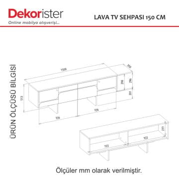 Dekorister Lava Tv Sehpası Rota - Antresit 150cm