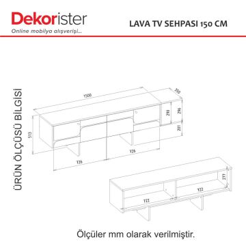 Lava Tv Sehpası Rota - Antresit 150cm