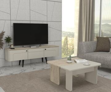 Sevilla Tv Sehpası Kumtaşı - Traverten 150cm