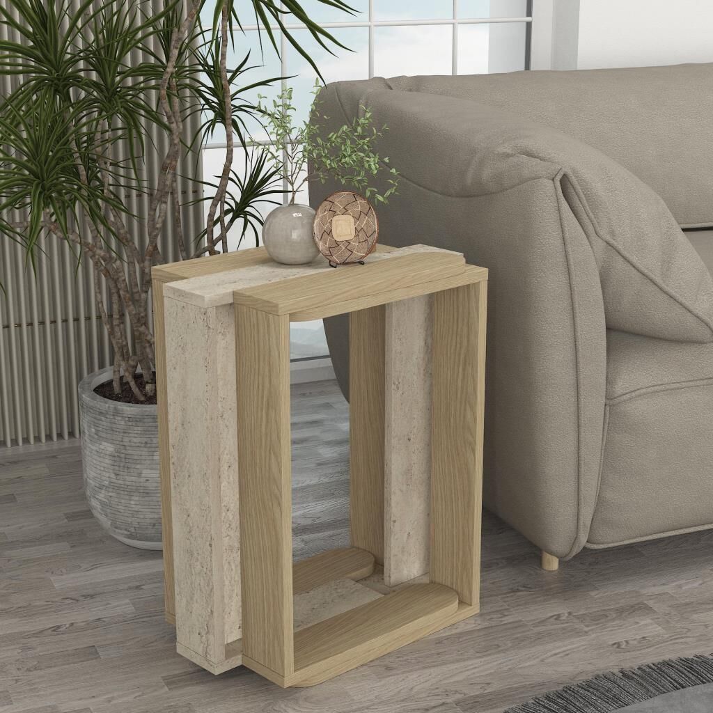 Maysa İkili Yan Sehpa Rota - Traverten