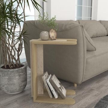 Maysa İkili Yan Sehpa Rota - Traverten