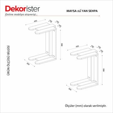 Maysa İkili Yan Sehpa Rota - Traverten
