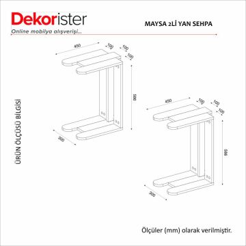 Maysa İkili Yan Sehpa Rota - Traverten